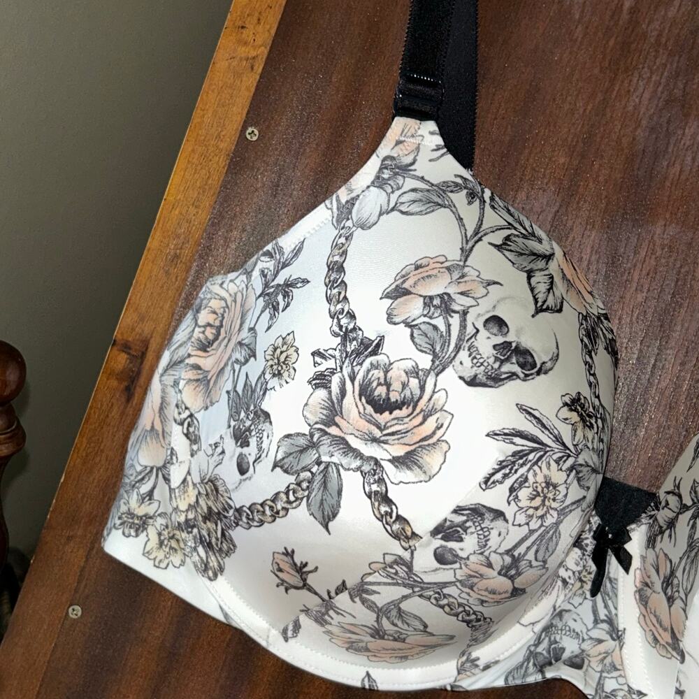 Set of 2 Torrid 360 smoothing vintage pastel floral skull Curve bra Sz 42DDD - Picture 9 of 12